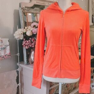 ASO NWT Y2K✨ Juicy Couture Vintage Safety Orange Terry JZip-Up Hoodie Sz Lg Rare